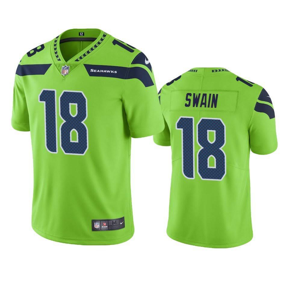 Men Seattle Seahawks 18 Freddie Swain Nike Green Vapor Limited NFL Jersey